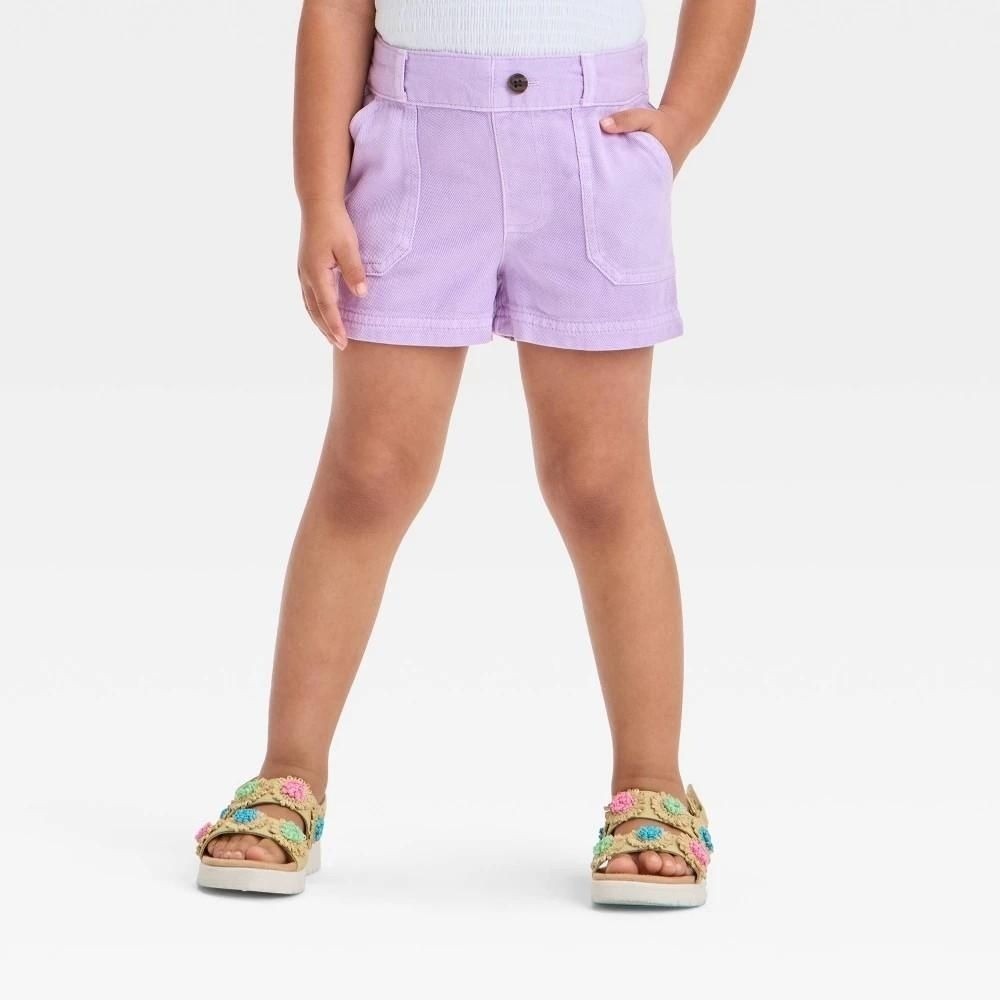 Toddler Girls' Twill Shorts Cat & Jack Lilac Purple 3T Midweight Pull-on
